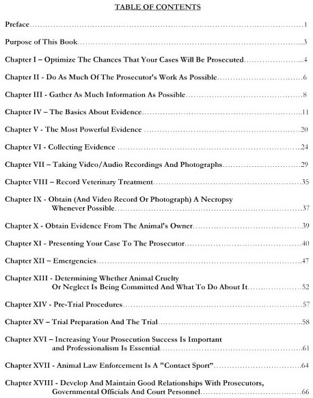 Get The Edge In Fighting Animal Cruelty - Table of Contents - 1